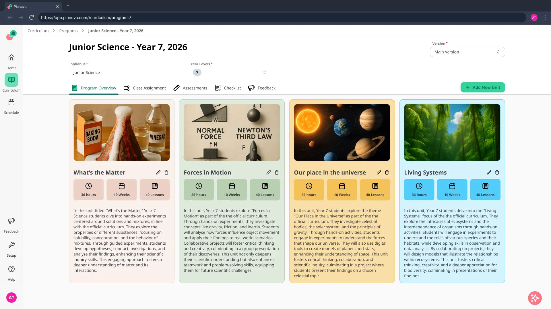 Planuva Scope and Sequence